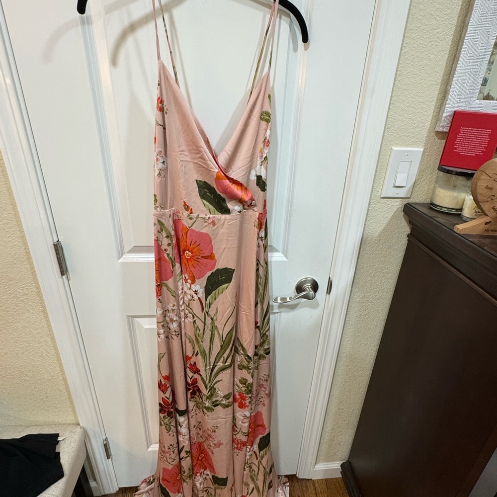 Lulu's Pink Floral Maxi Dress